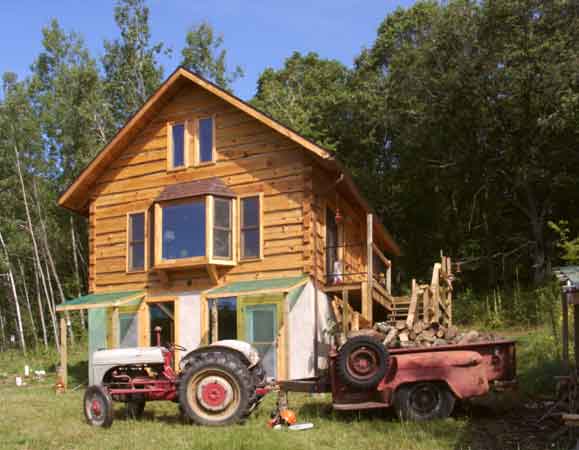 Tractor in front of house