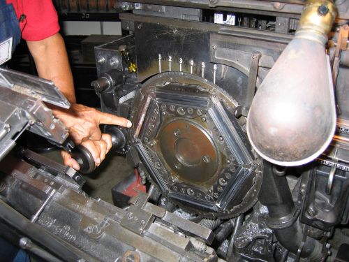 The molds on the Linotype