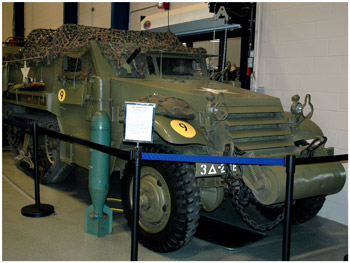 [The museum's White M3A1 half-track shows some apparent Israeli modifications.]